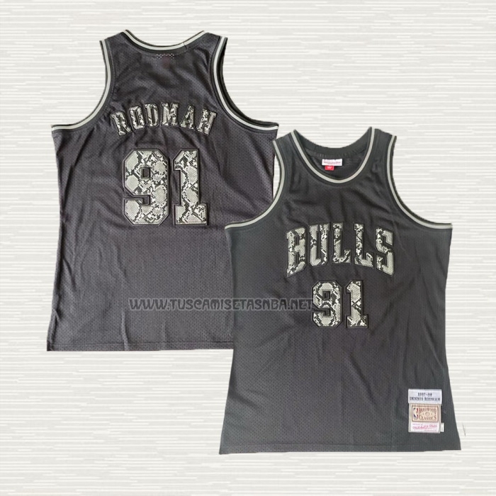 Camiseta Dennis Rodman NO 91 Chicago Bulls Mitchell & Ness 1997-98 Negro